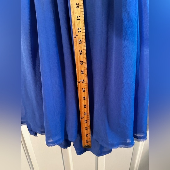 FREE PEOPLE XL Feminine Esme Mini Brilliant Blue Halter Chiffon Satin Strap SEXY - Picture 6 of 15